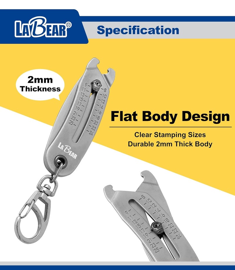 LABEAR Nut and Bolt Size Gauge Keychain, Thread Checker & Identifier, SAE & Metric Fastener Measuring Tool 5/16"-1" / 8–25mm, Pocket Socket & Wrench Size Finder for Automotive, Repair & DIY - Image 5